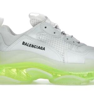 Balenciaga White and Neon Green Athletic Shoes
